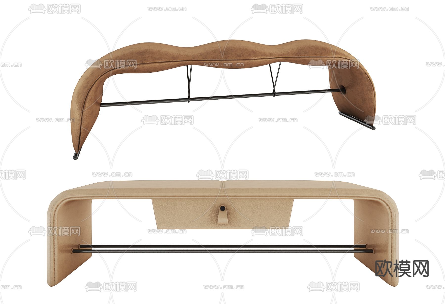 后现代脚踏 床尾凳3d模型下载