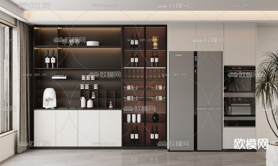 现代酒柜 餐边柜3d模型下载