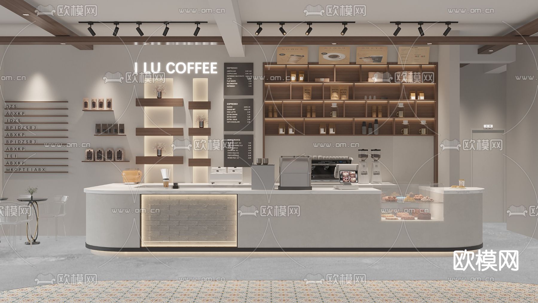 侘寂咖啡厅 咖啡店3d模型下载