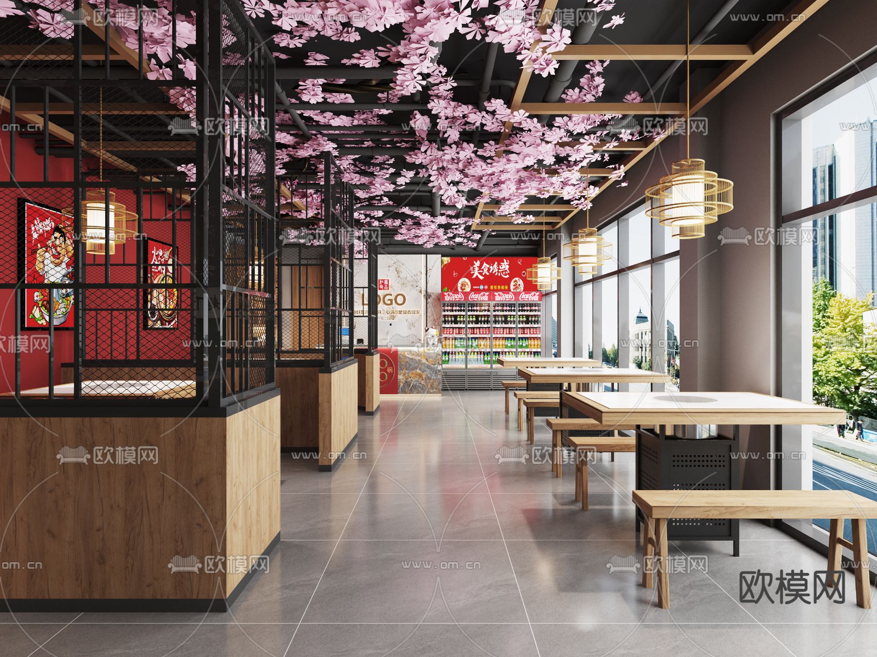 日式火锅店3d模型下载（渲染图1）