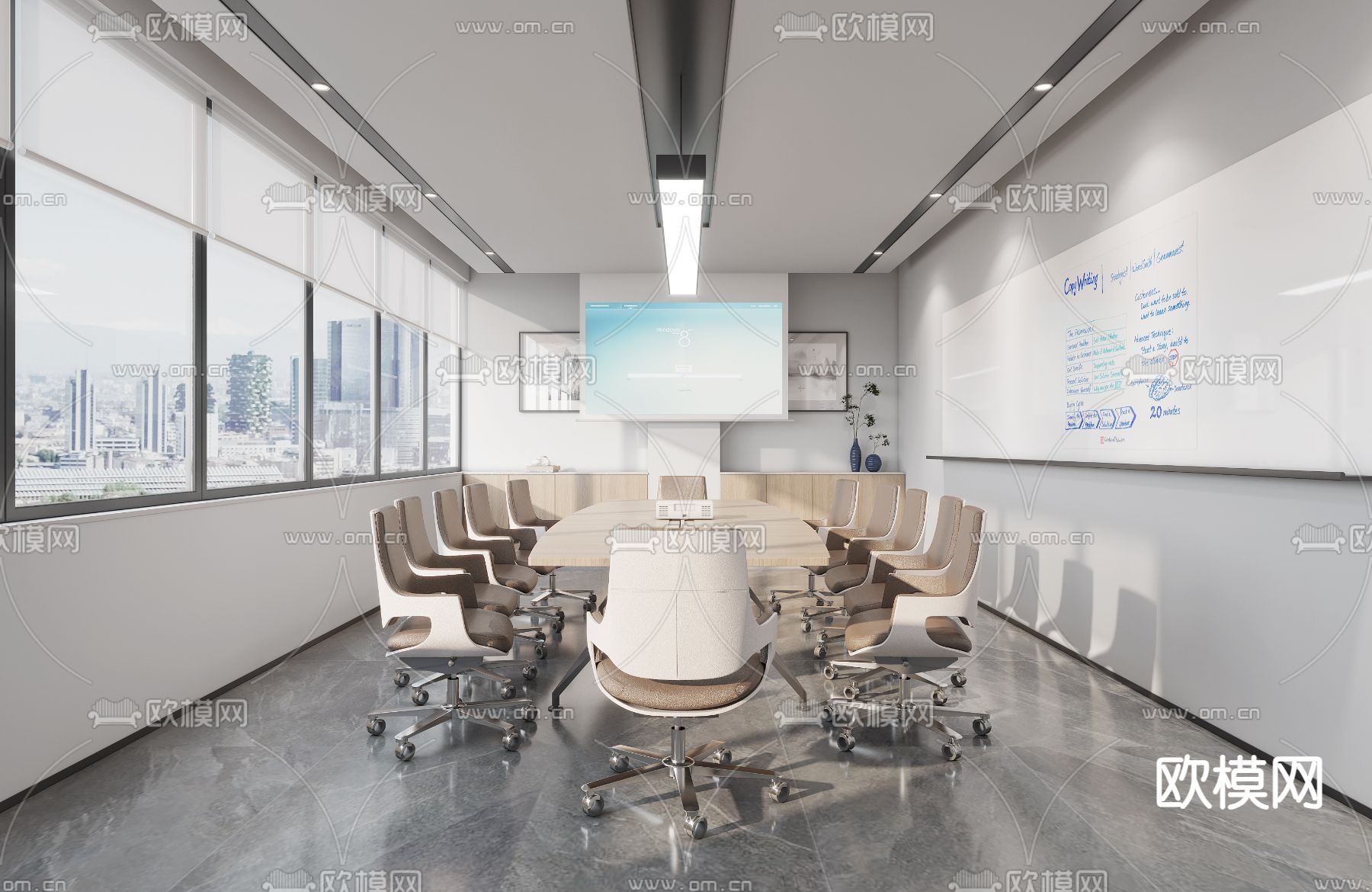 现代会议室3d模型下载