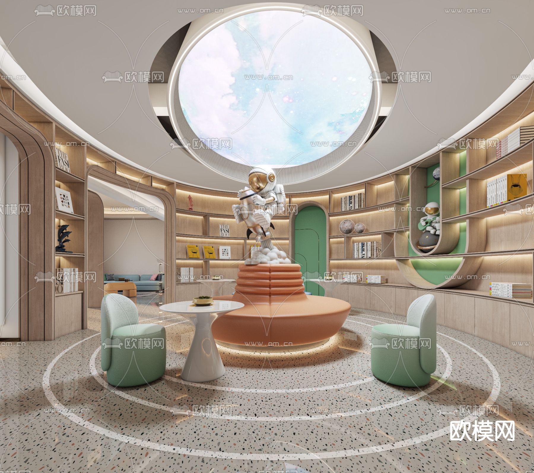 儿童图书馆 阅读su模型下载（渲染图1）