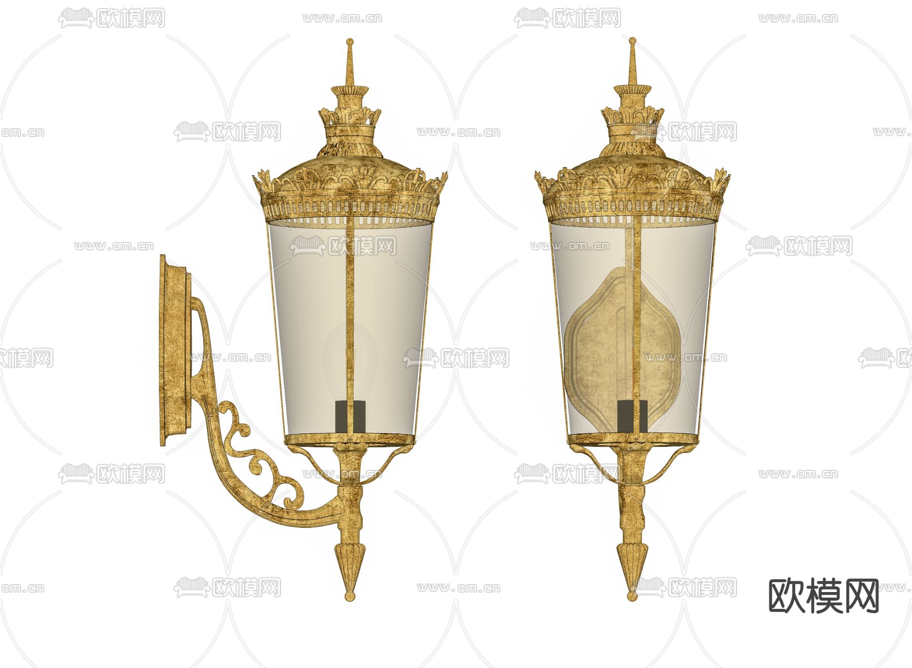 欧式古典壁灯su模型下载（渲染图2）