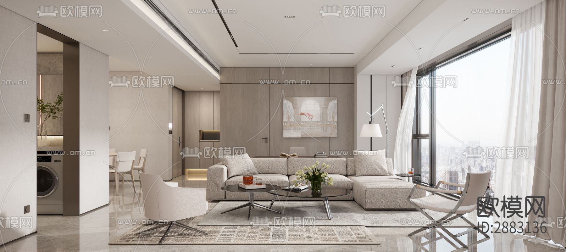 丹健国际-天津招商143样板房cad施工图下载（渲染图10）