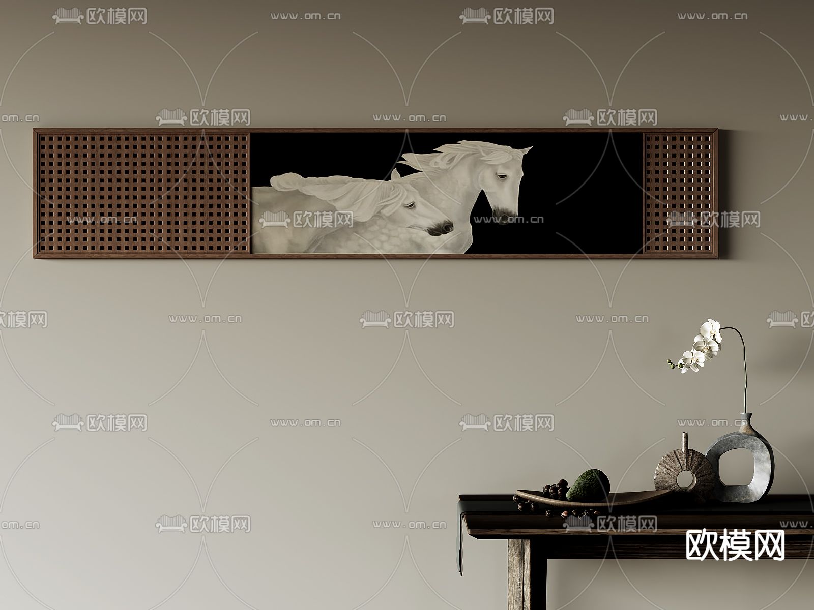 新中式装饰画su模型下载（渲染图1）