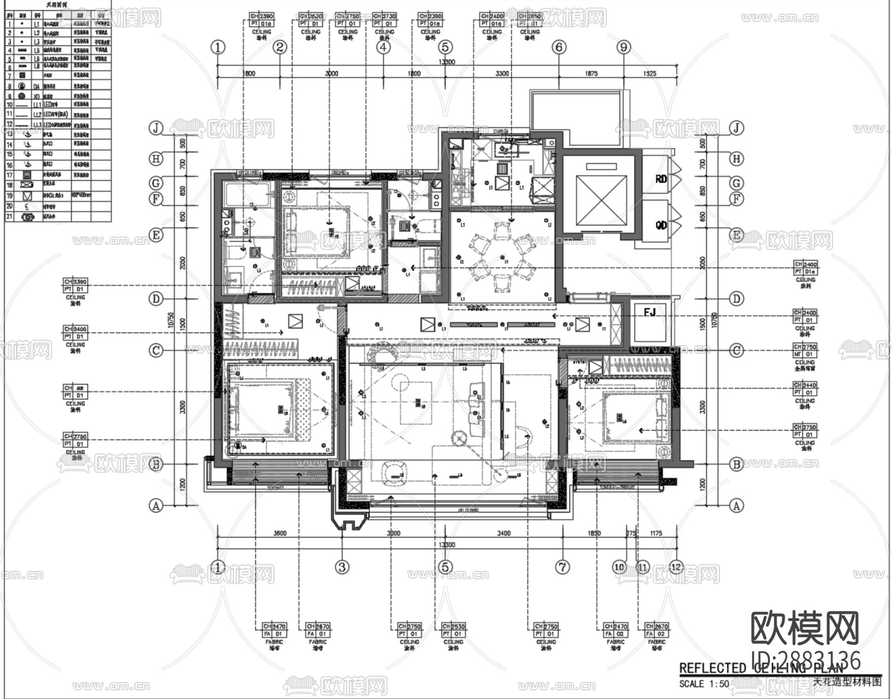 丹健国际-天津招商143样板房cad施工图下载（渲染图5）