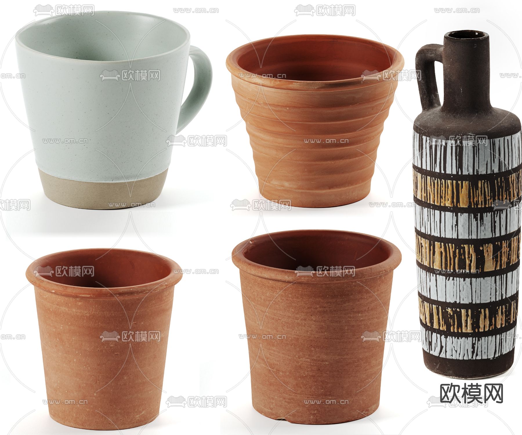 侘寂陶罐 陶瓷 器皿3d模型下载
