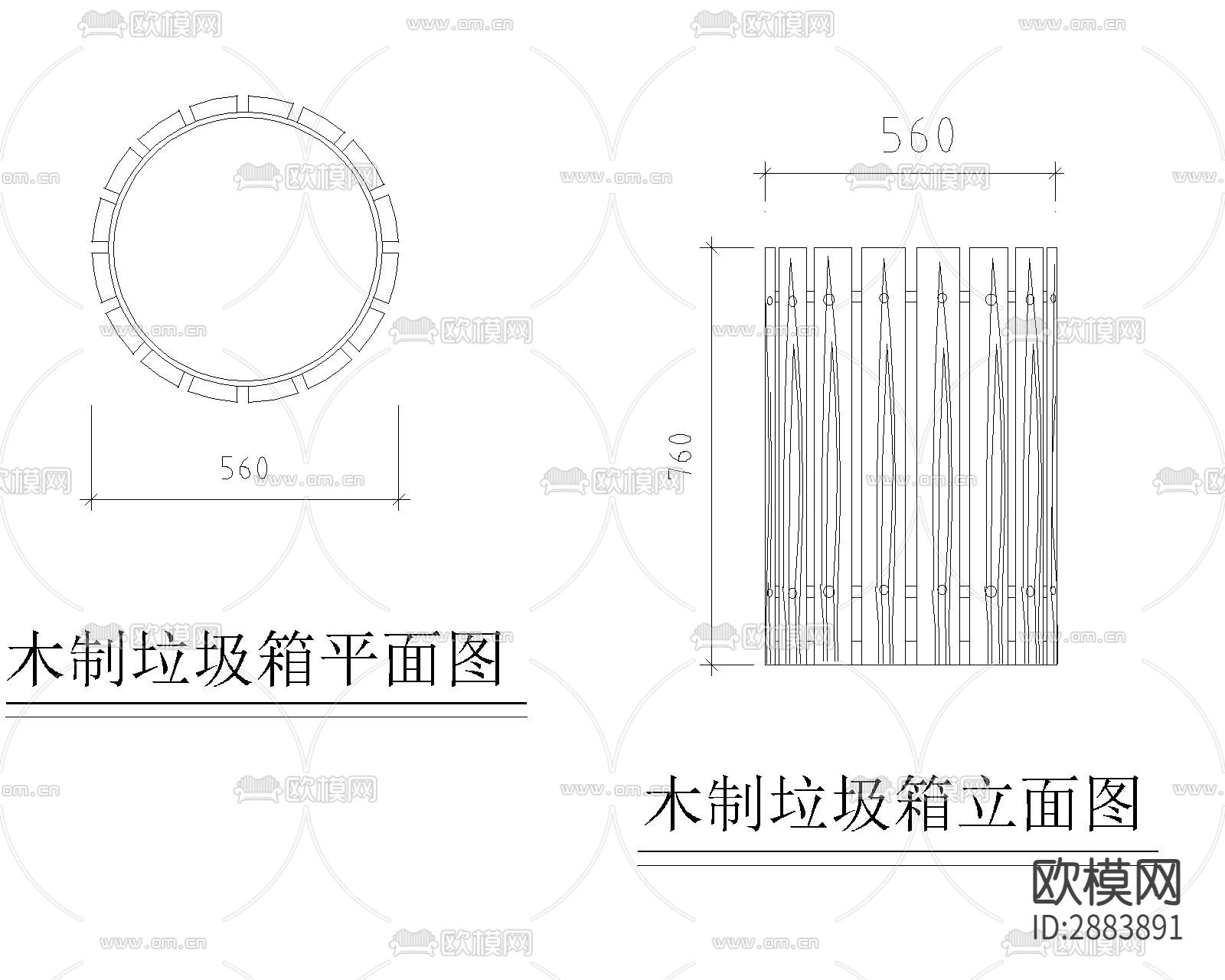 垃圾桶cad大样图下载（渲染图7）