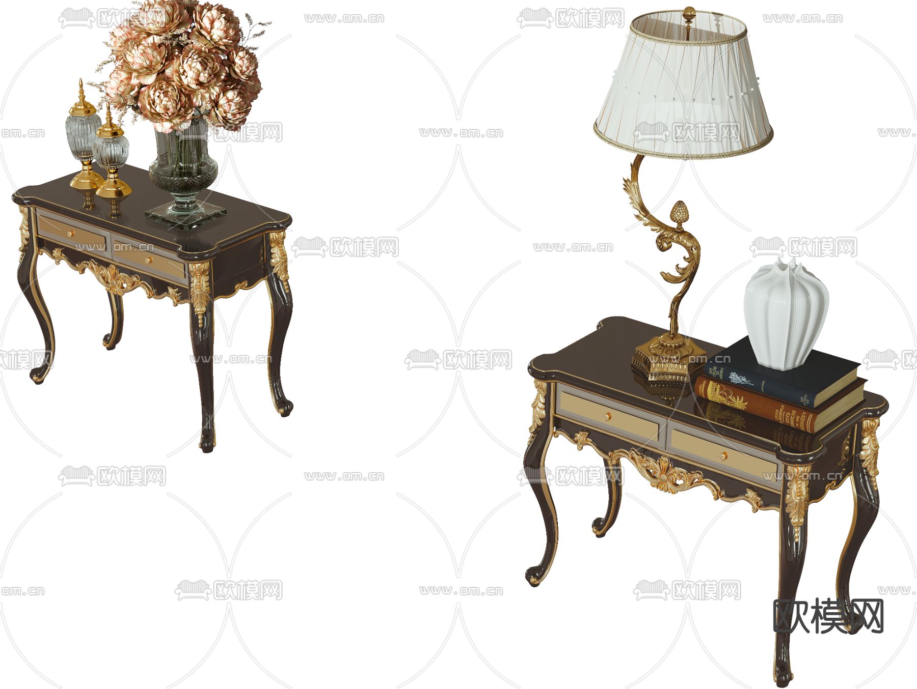 欧式床头柜3d模型下载（渲染图4）