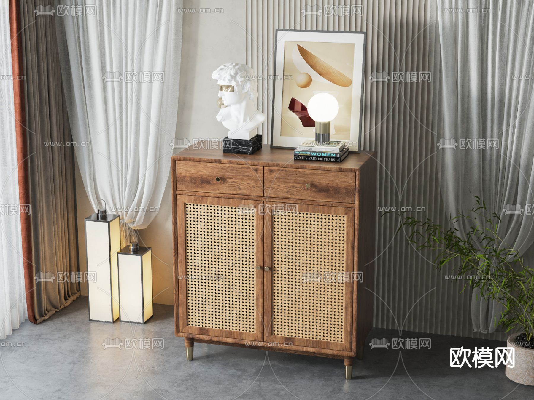 北欧餐边柜 茶水柜3d模型下载