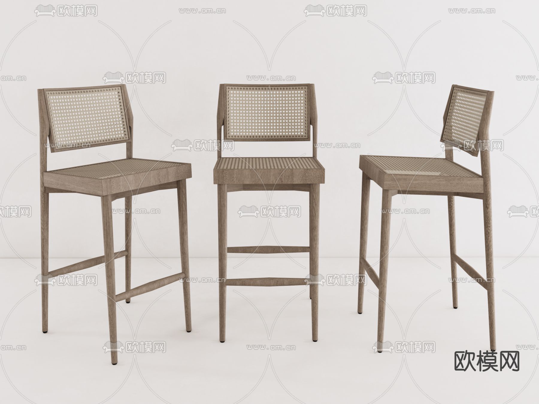 侘寂风吧台椅su模型下载（渲染图1）