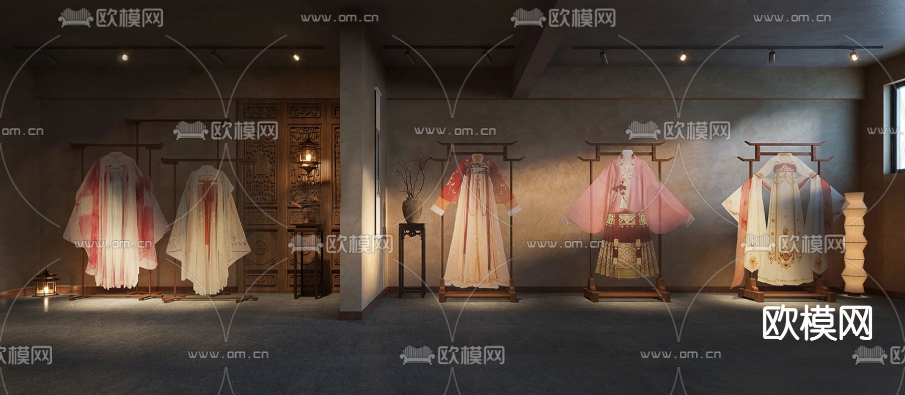 中式摄影场景展厅su模型下载（渲染图1）