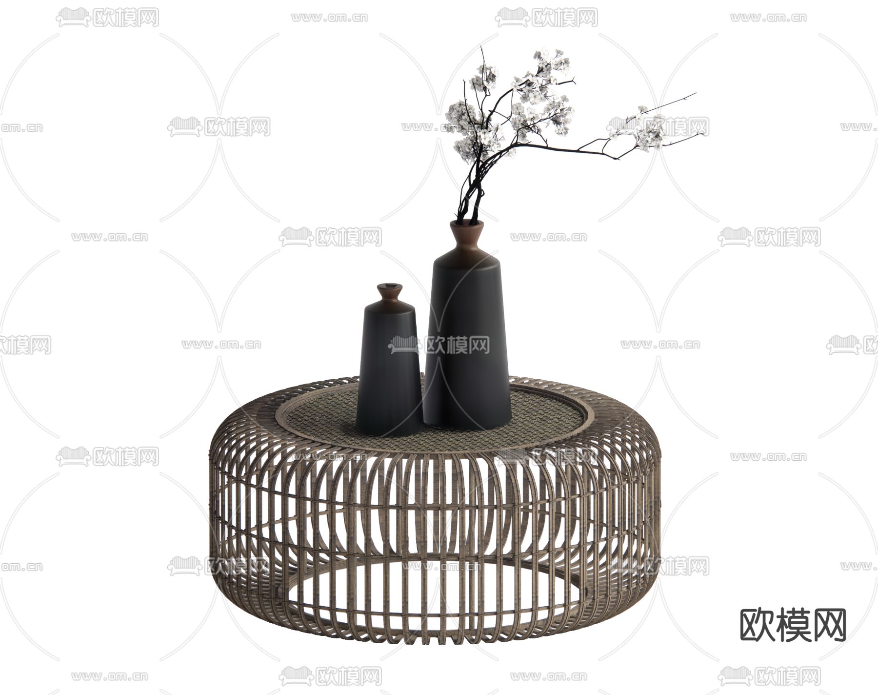 新中式茶几su模型下载（渲染图1）