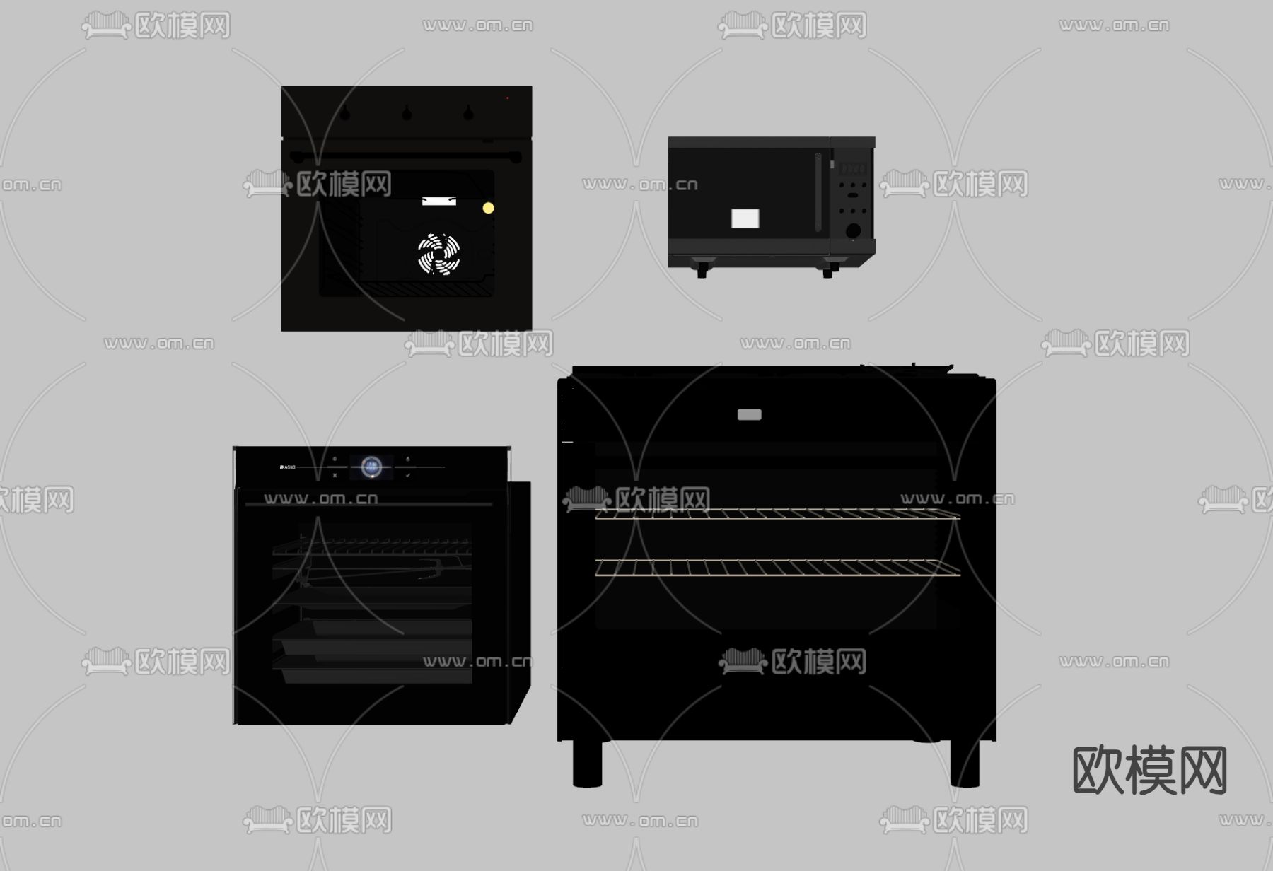 厨房设备 烤箱柜 消毒柜su模型下载（渲染图2）
