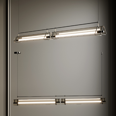  玻璃吊灯 长条吊灯su模型 