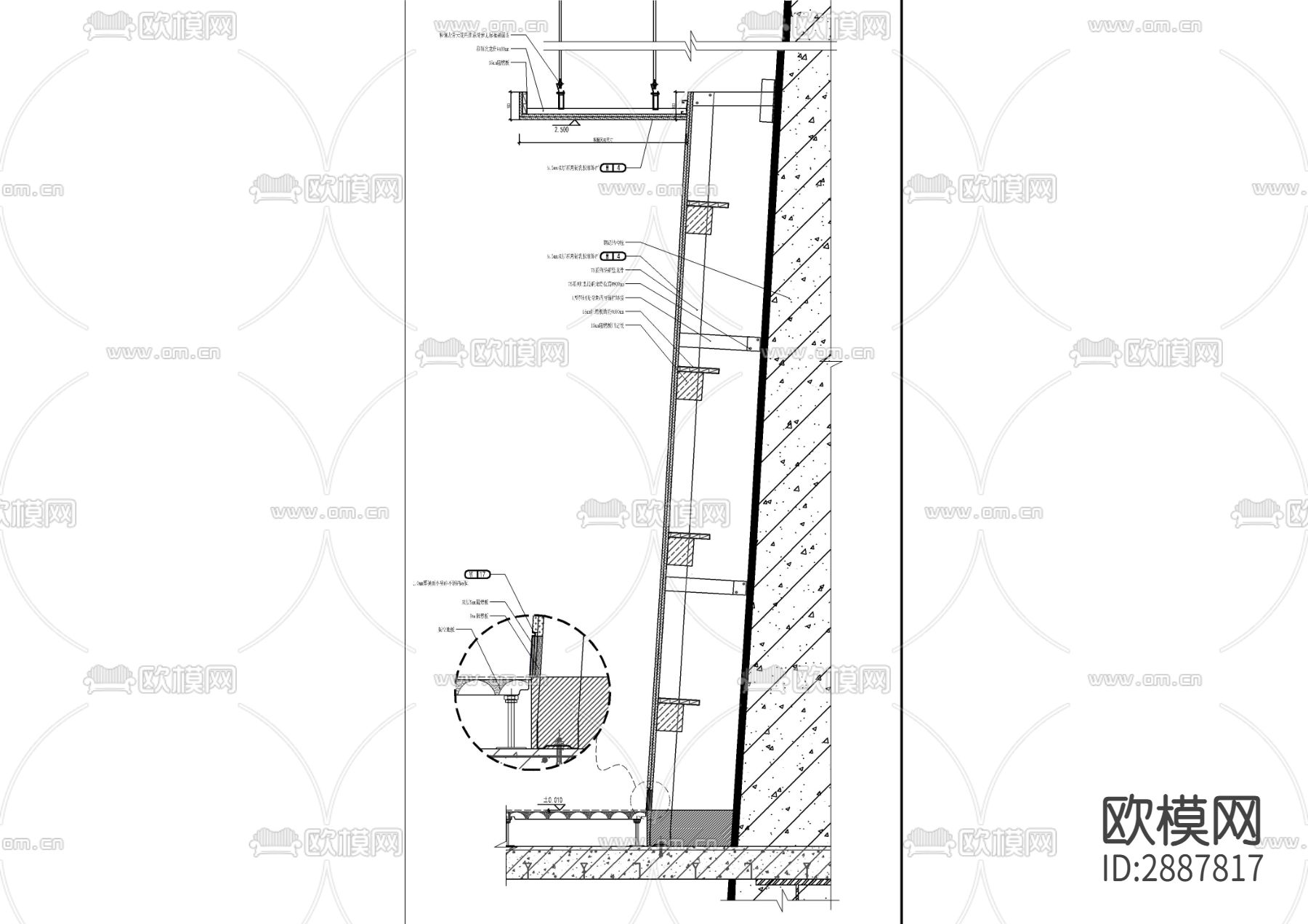 异型包柱做法CAD大样图下载（渲染图3）
