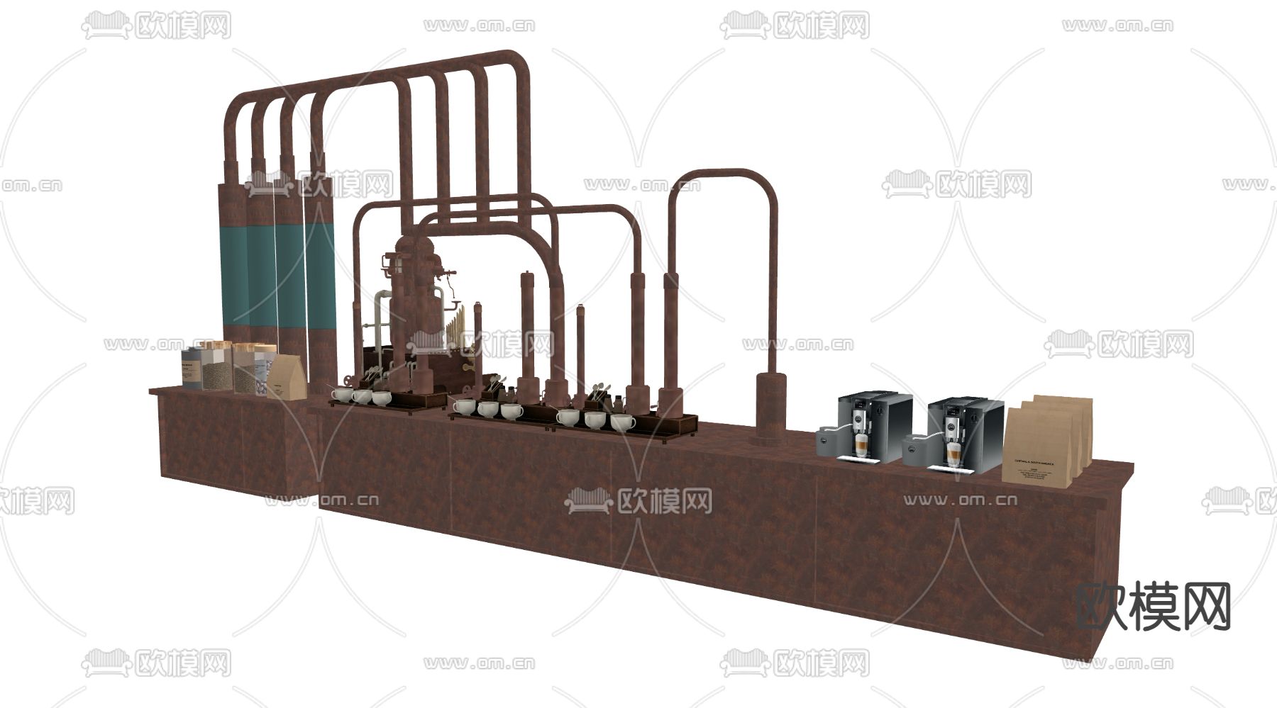 复古咖啡机su模型下载（渲染图2）