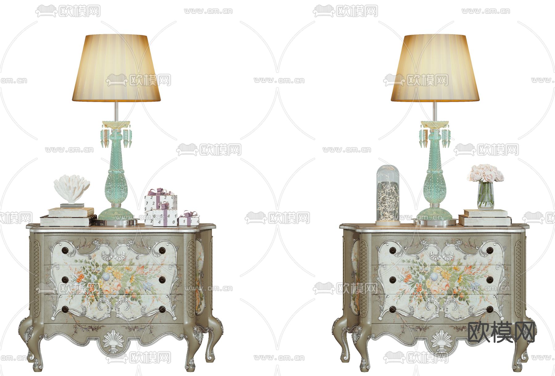 欧式床头柜3d模型下载（渲染图2）