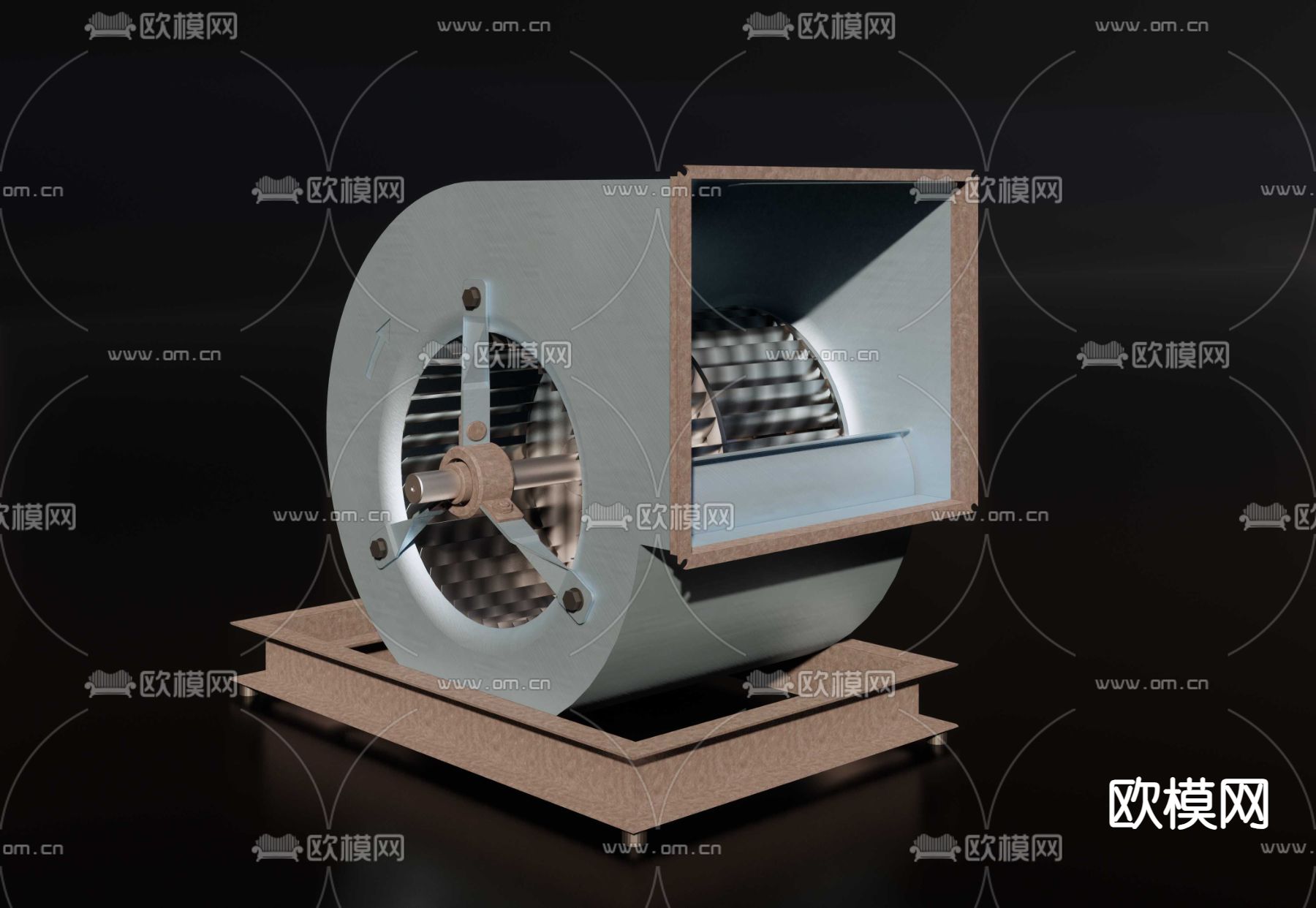 涡轮风机 排风机 风箱su模型下载（渲染图2）