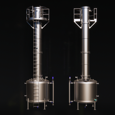  不锈钢蒸馏塔su模型 