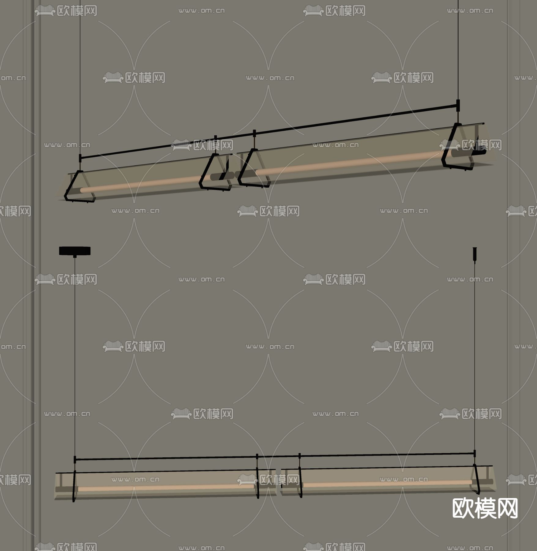 玻璃吊灯 长条吊灯su模型