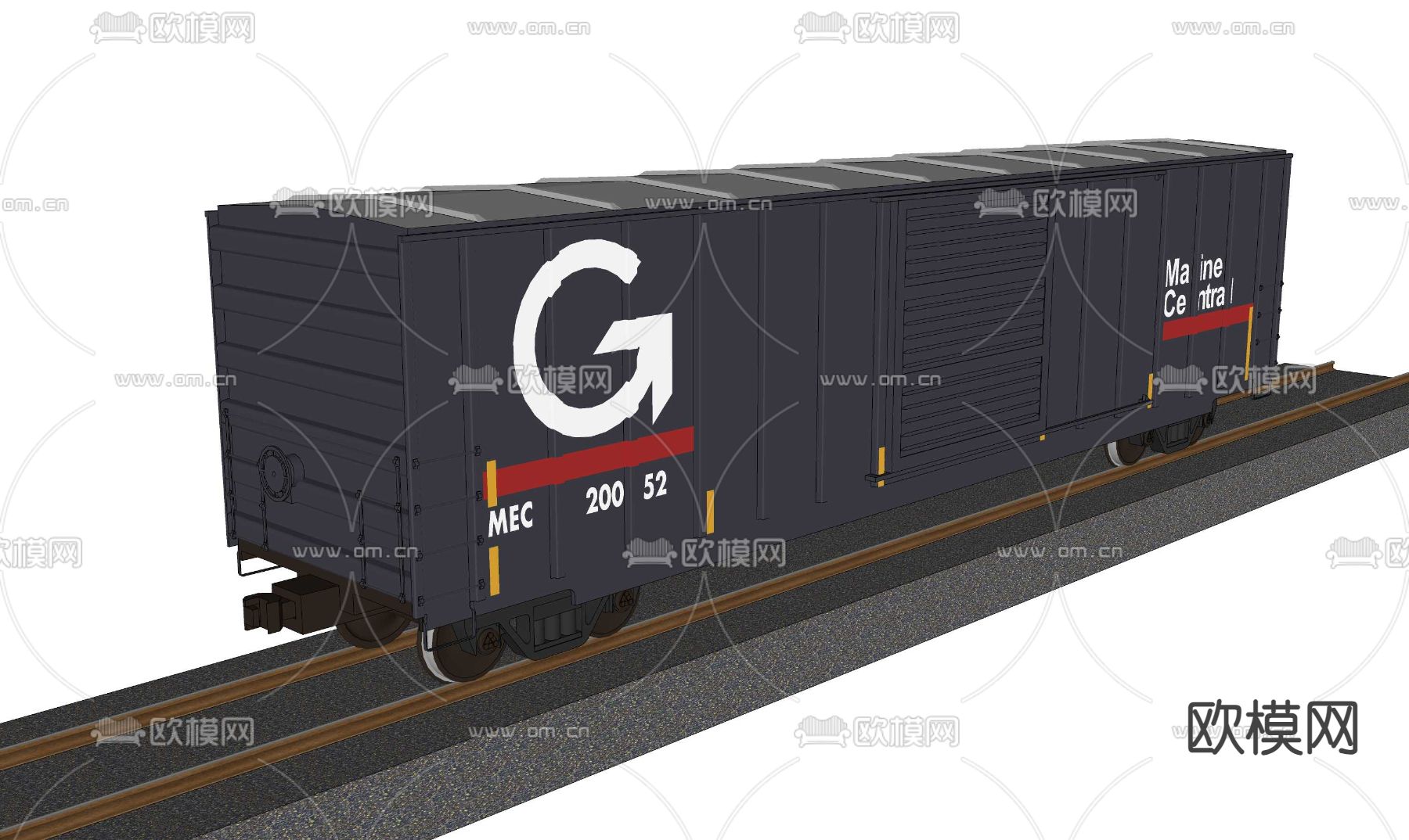 火车 货车车厢su模型下载（渲染图4）
