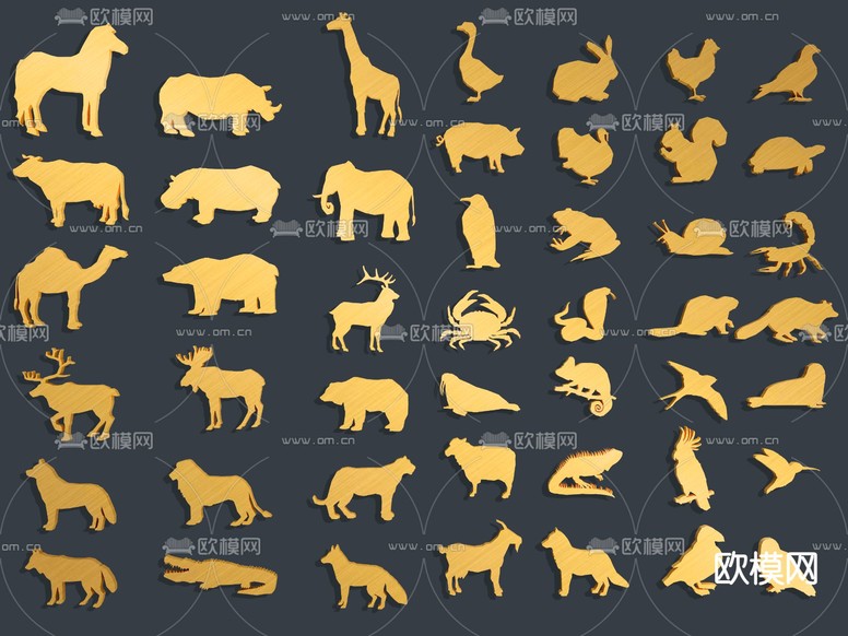 动物剪影 剪纸墙饰 挂饰3d模型下载