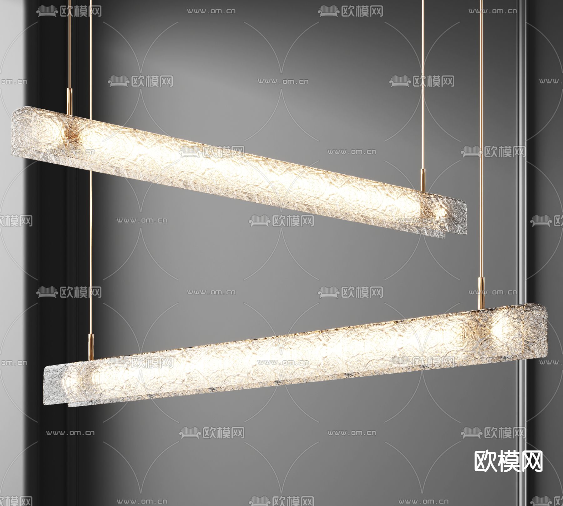 办公吊灯 长条吊灯3d模型下载