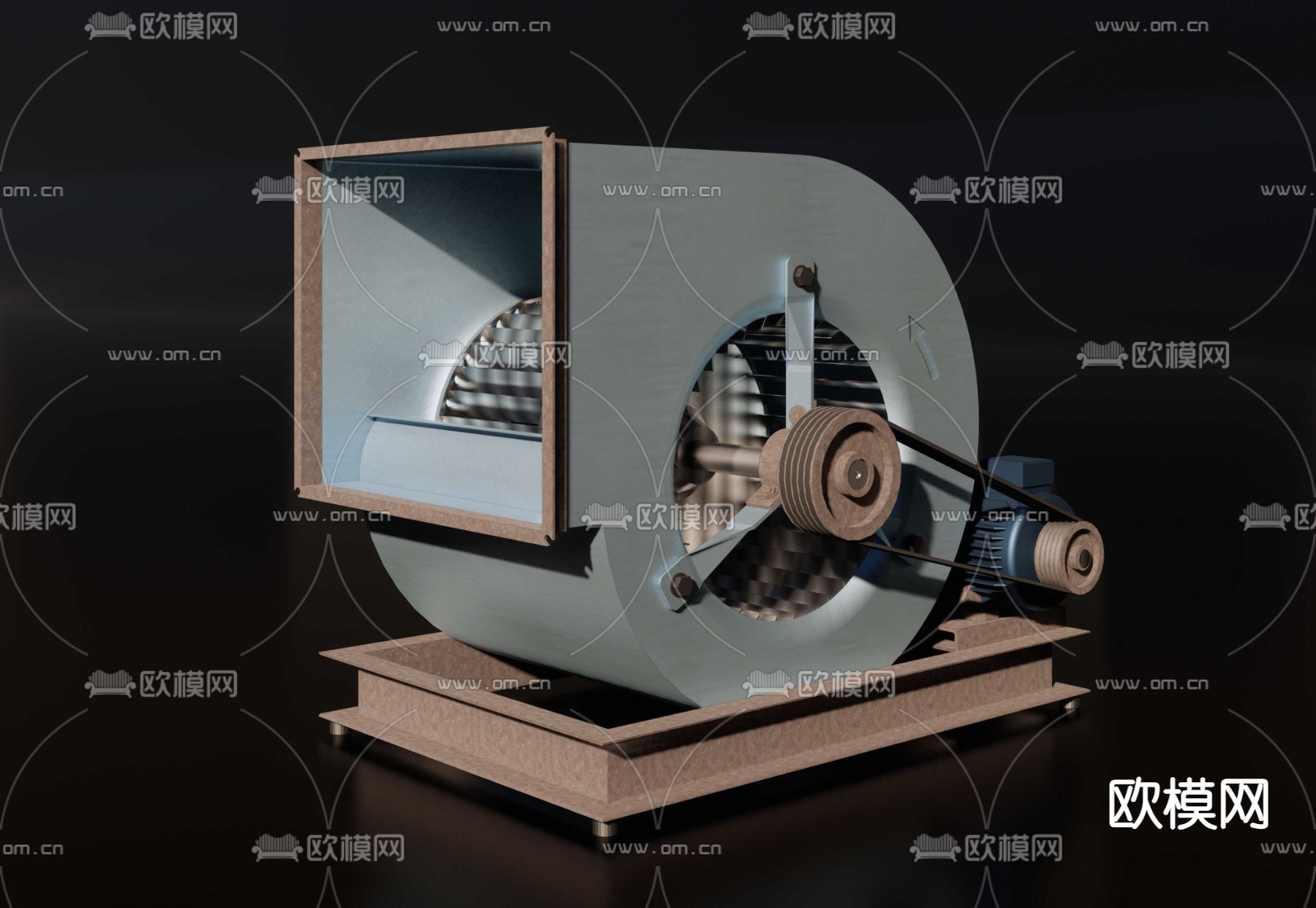 涡轮风机 排风机 风箱su模型下载（渲染图1）