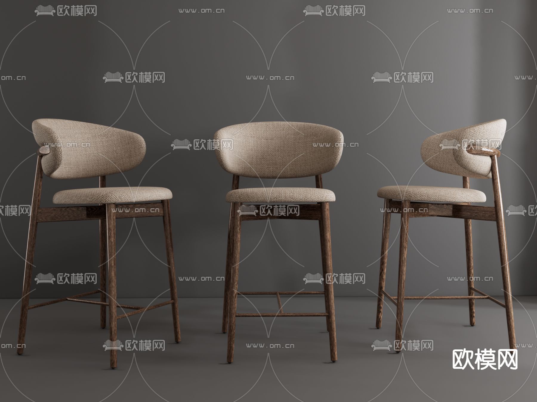 侘寂风吧椅su模型下载（渲染图1）