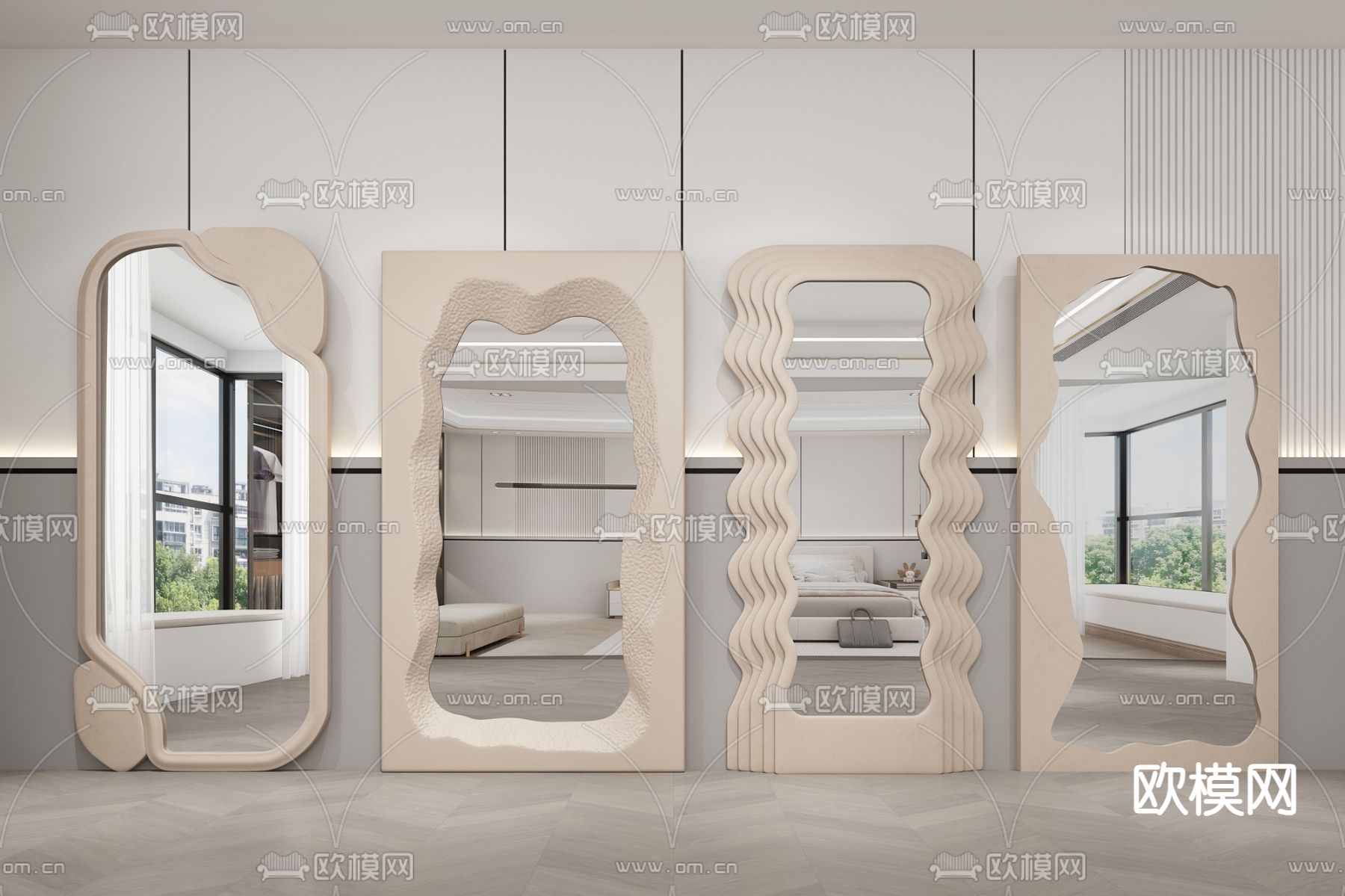 异形镜子 全身镜 落地镜 穿衣镜3d模型下载