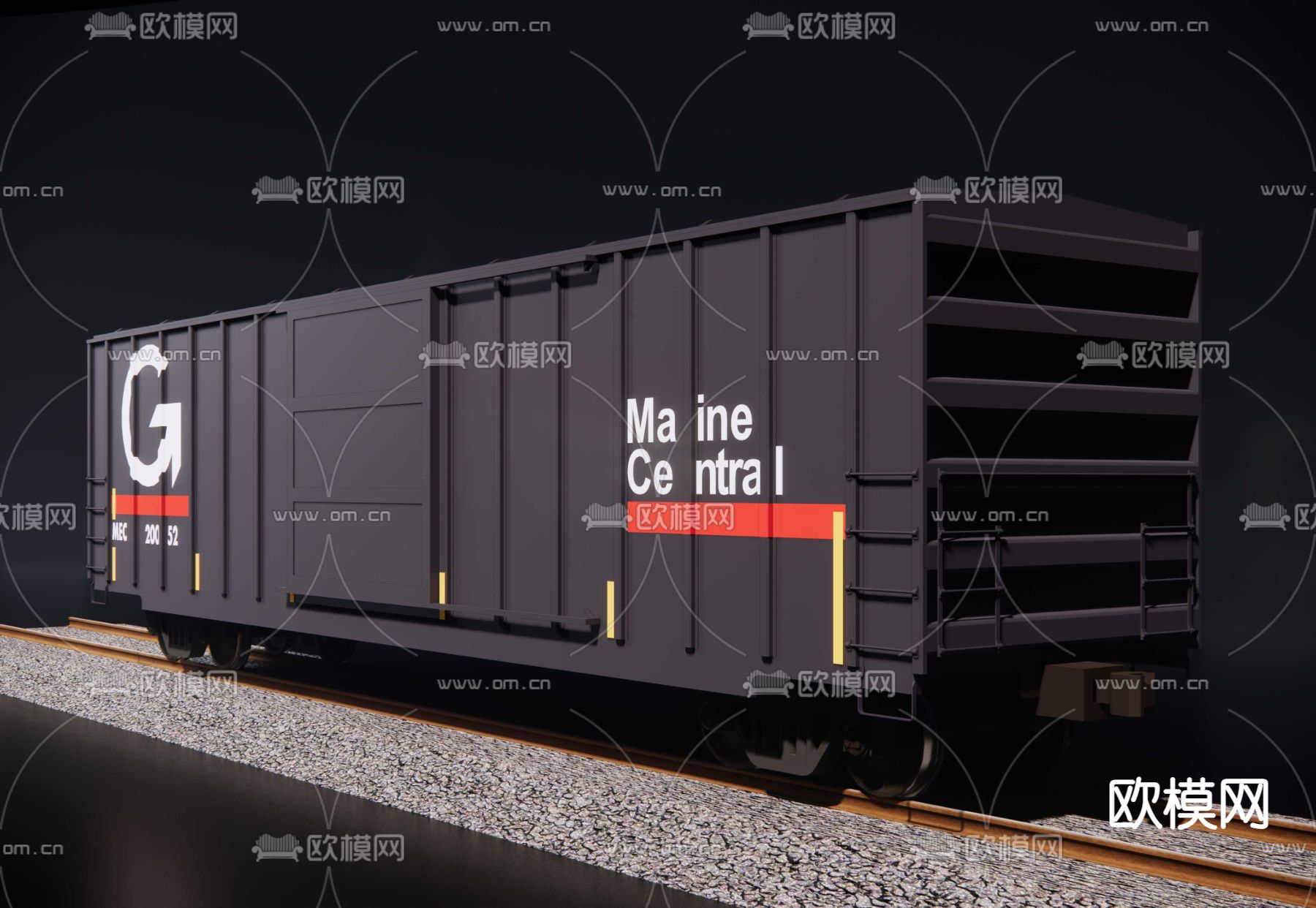 火车 货车车厢su模型下载（渲染图3）