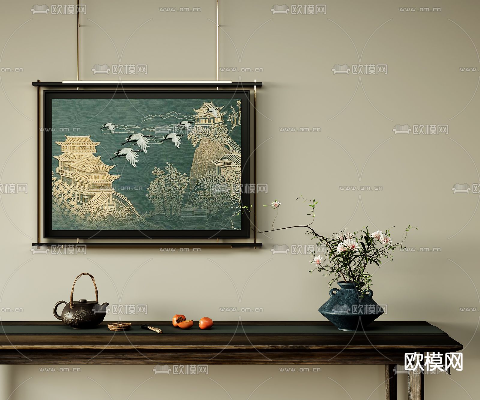 新中式装饰画su模型