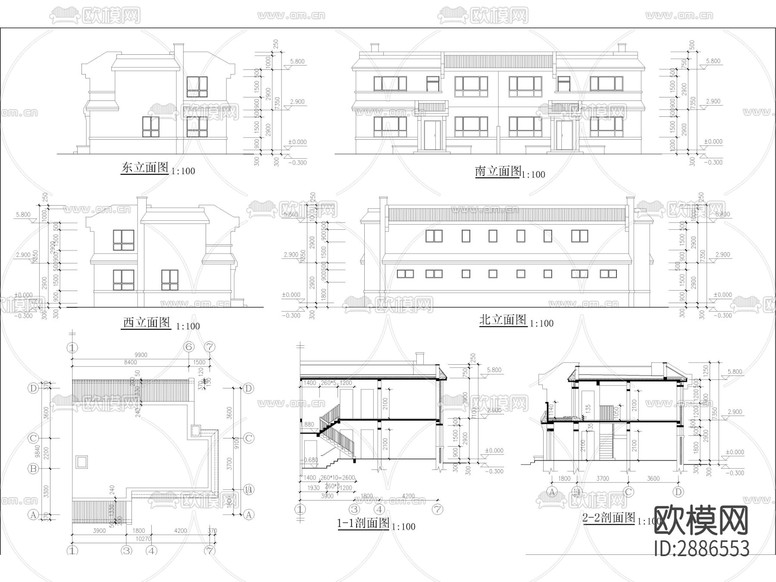 农村自建房,农村自建别墅cad施工图-免费3dmax模型库-欧模网
