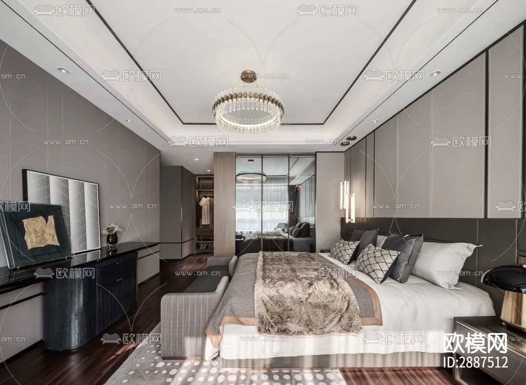 240m²样板房cad施工图下载（渲染图7）