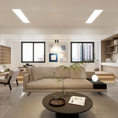  现代休闲区 茶水间su模型 