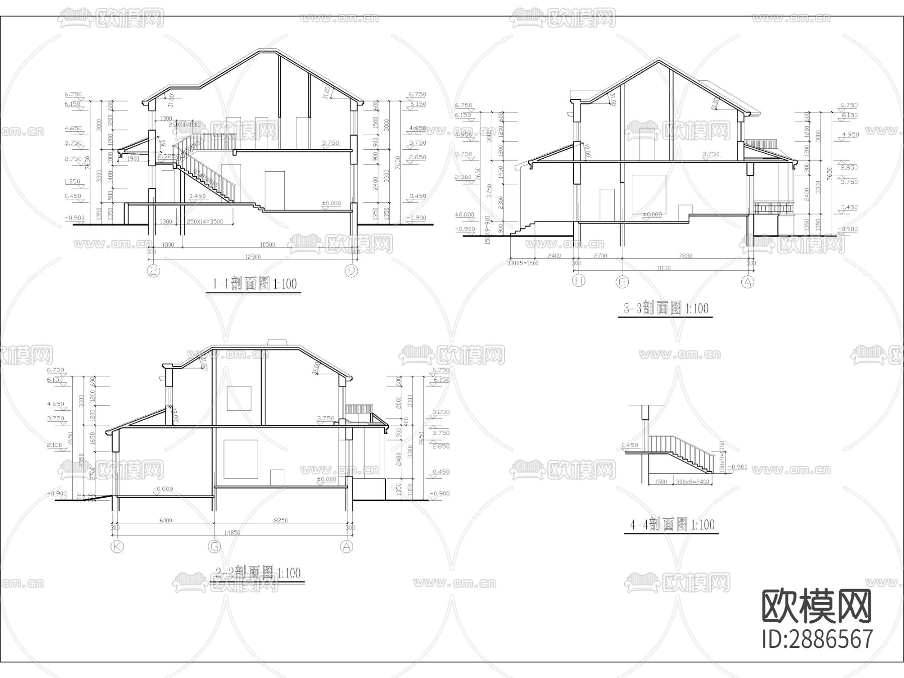 农村自建房，农村自建别墅cad施工图下载（渲染图2）