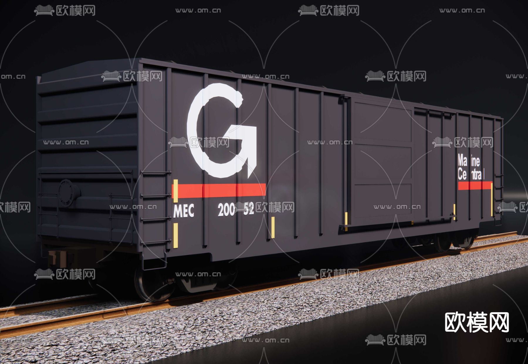 火车 货车车厢su模型下载（渲染图2）