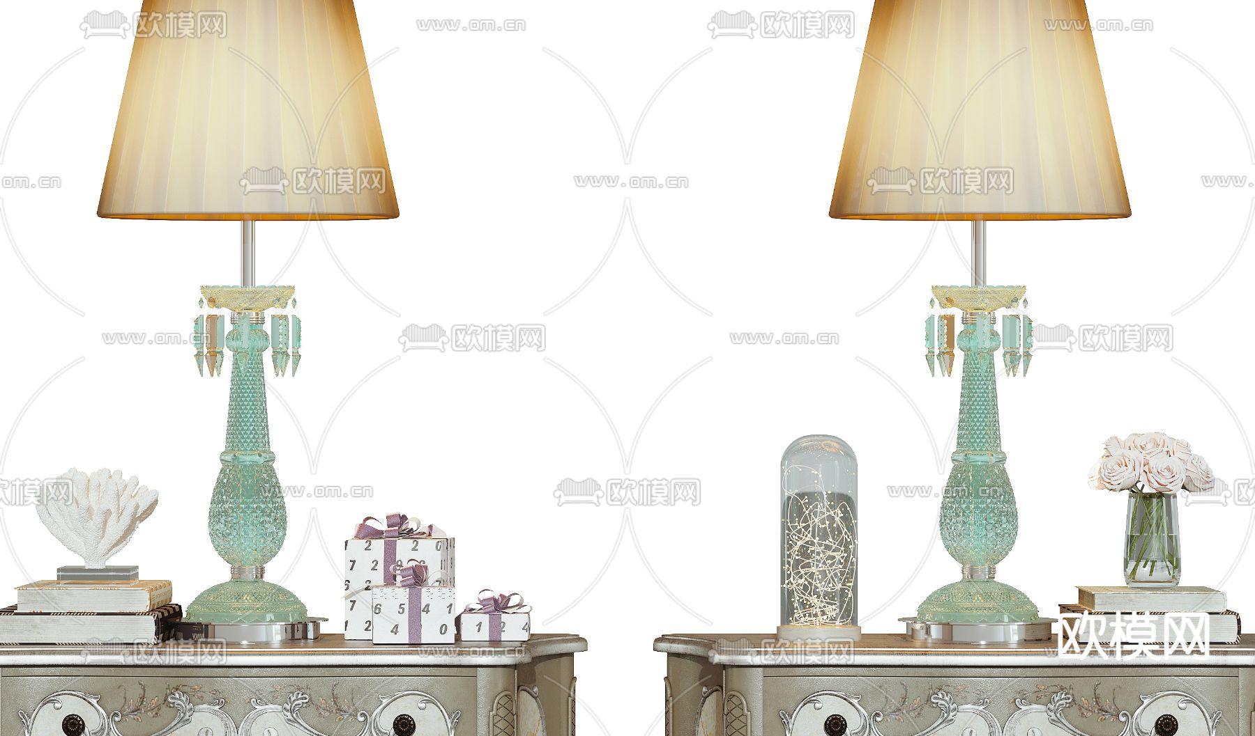 欧式床头柜3d模型下载（渲染图4）