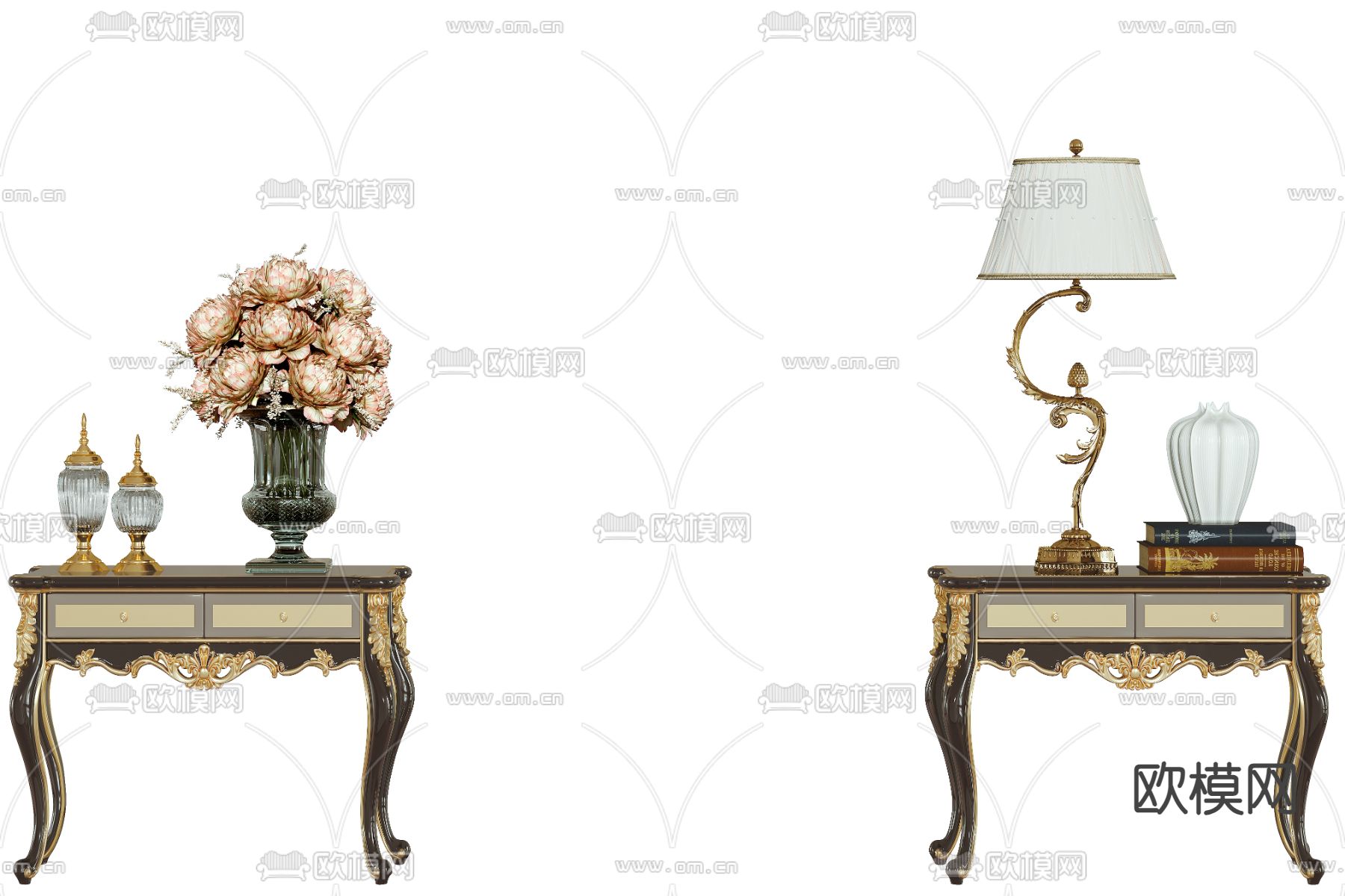 欧式床头柜3d模型下载（渲染图1）