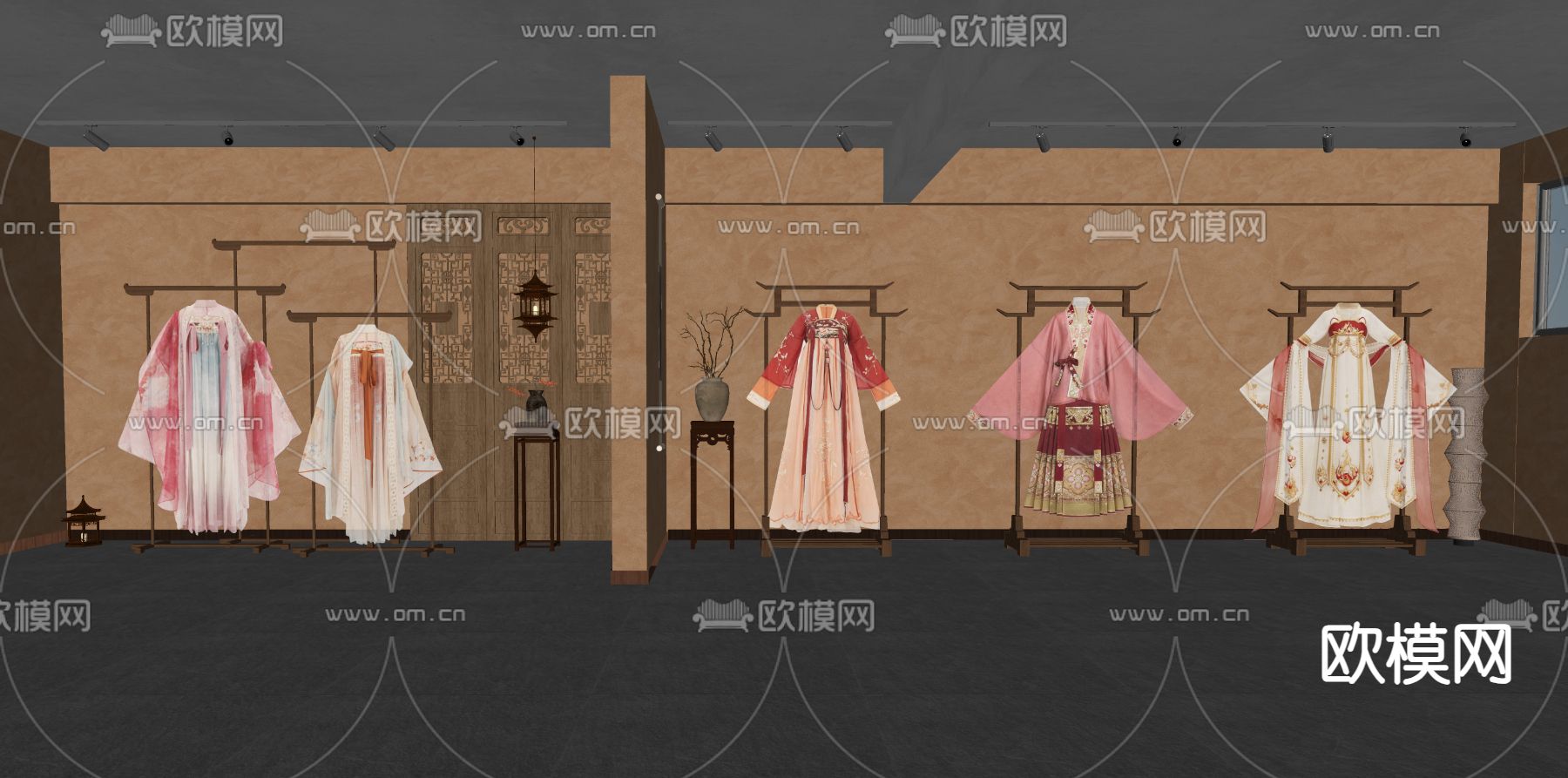 中式摄影场景展厅su模型下载（渲染图2）