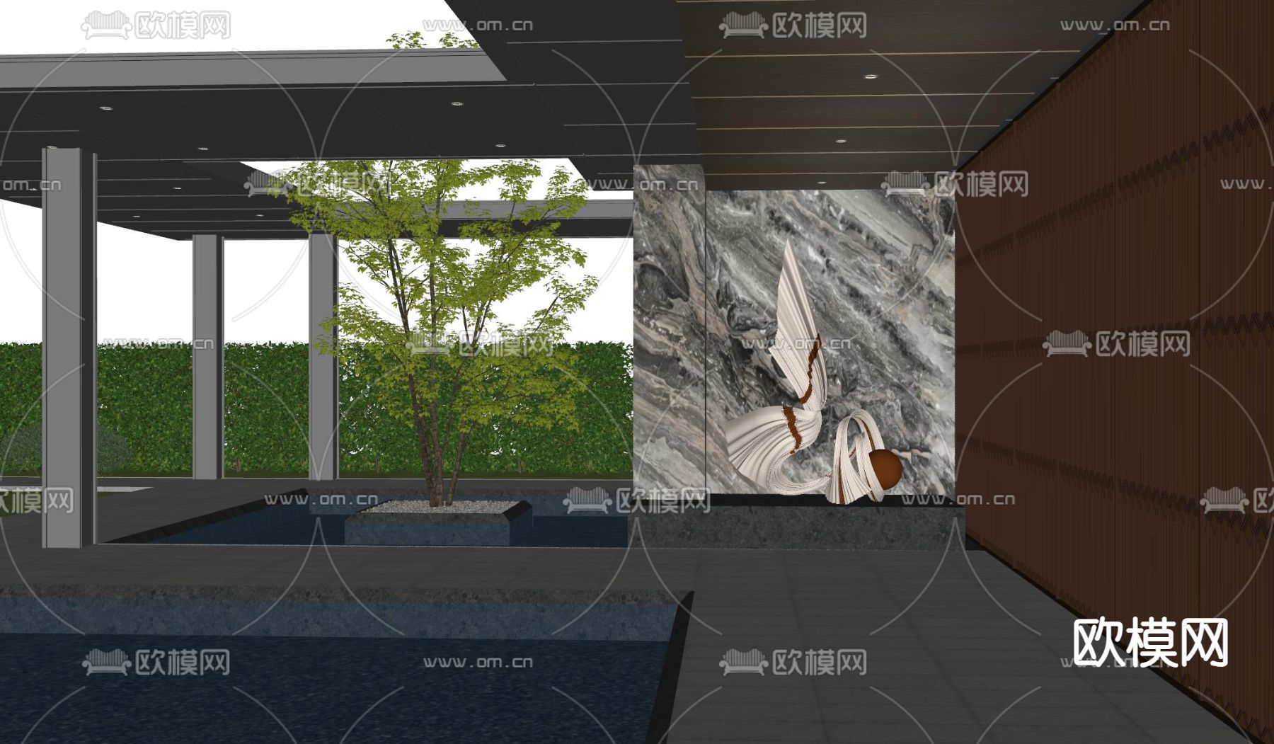 庭院景观su模型下载（渲染图2）