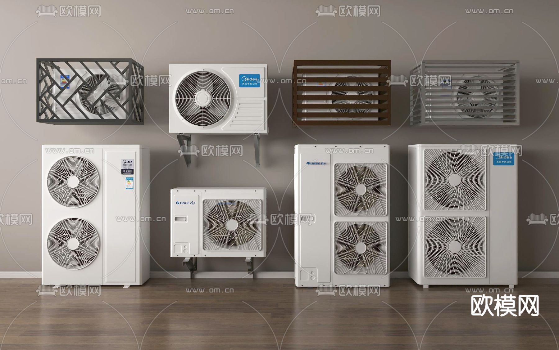 空调外机 空调 空调架子su模型下载（渲染图1）