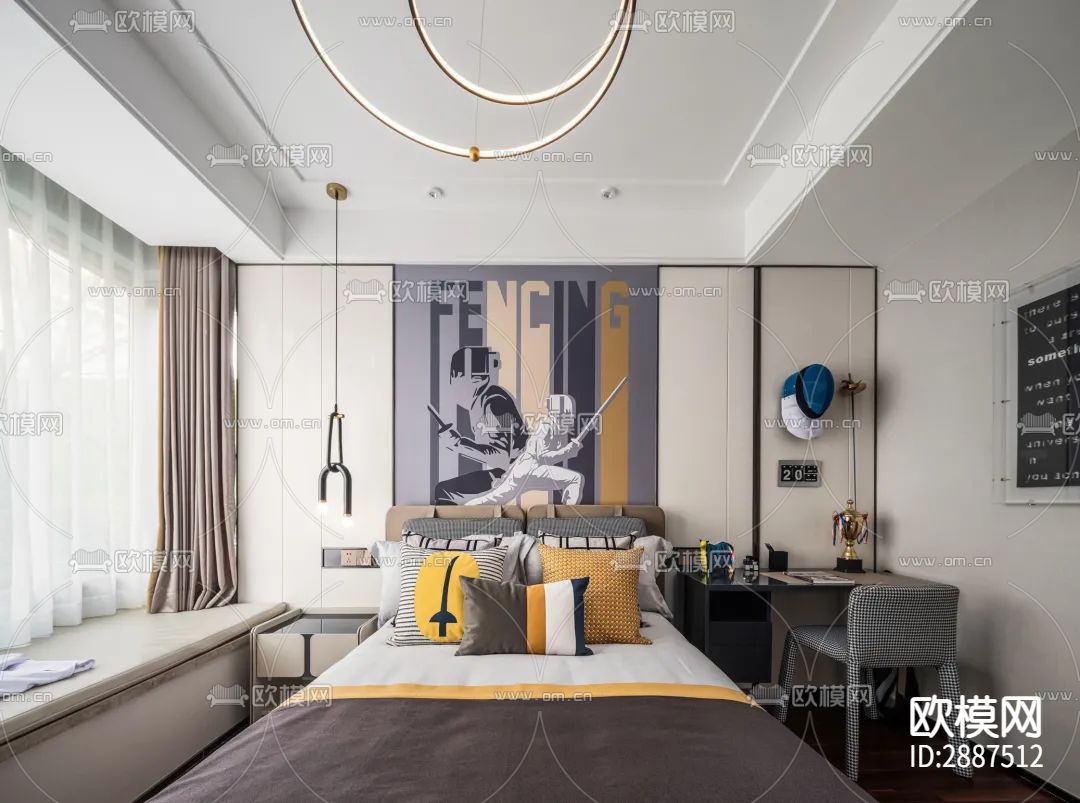 240m²样板房cad施工图下载（渲染图10）