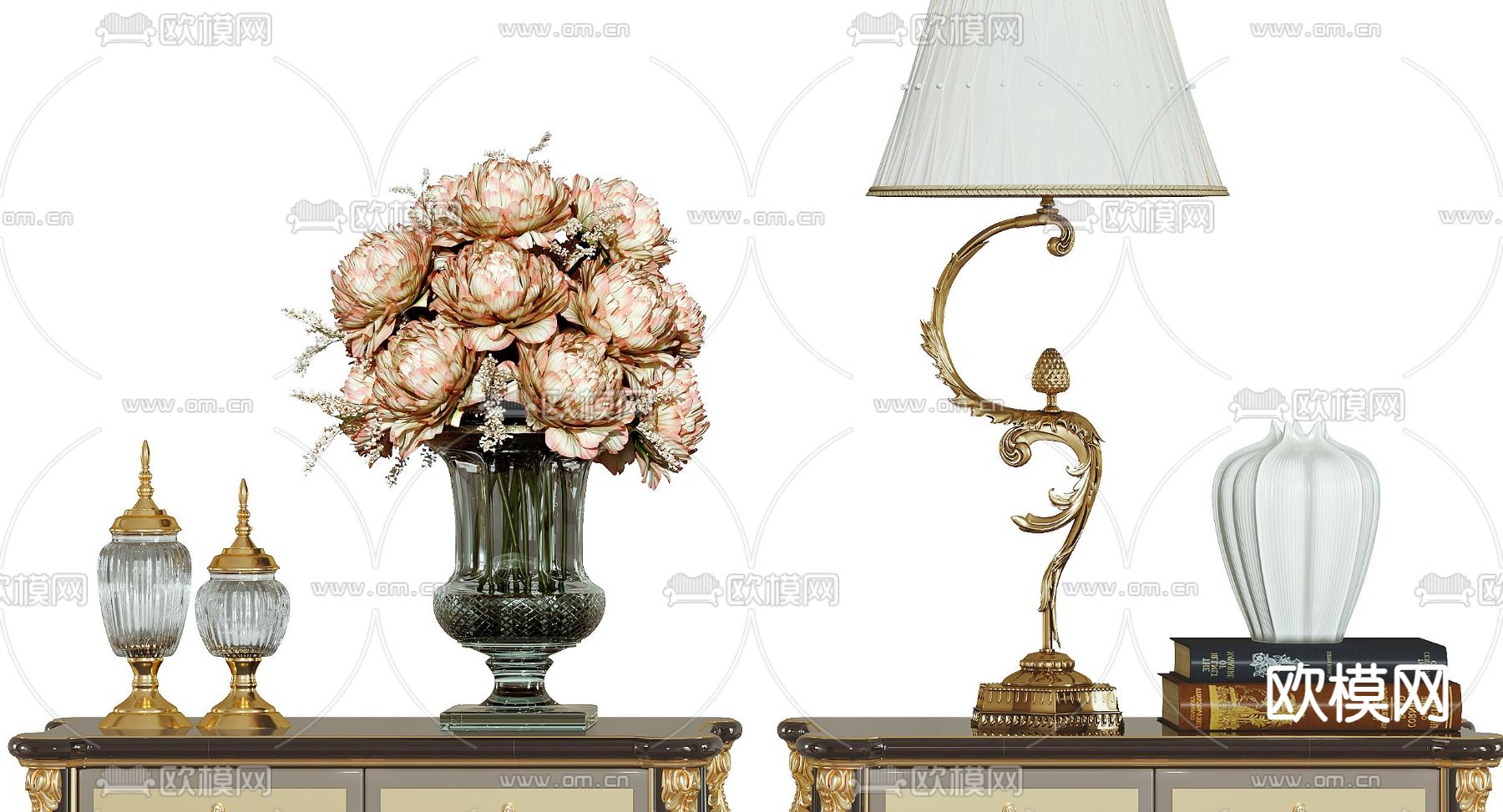 欧式床头柜3d模型下载（渲染图2）