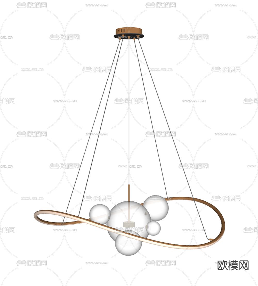 轻奢吊灯su模型下载（渲染图2）