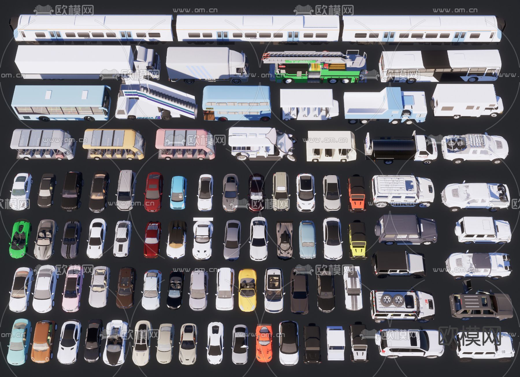 汽车 客车 跑车 卡车3d模型下载
