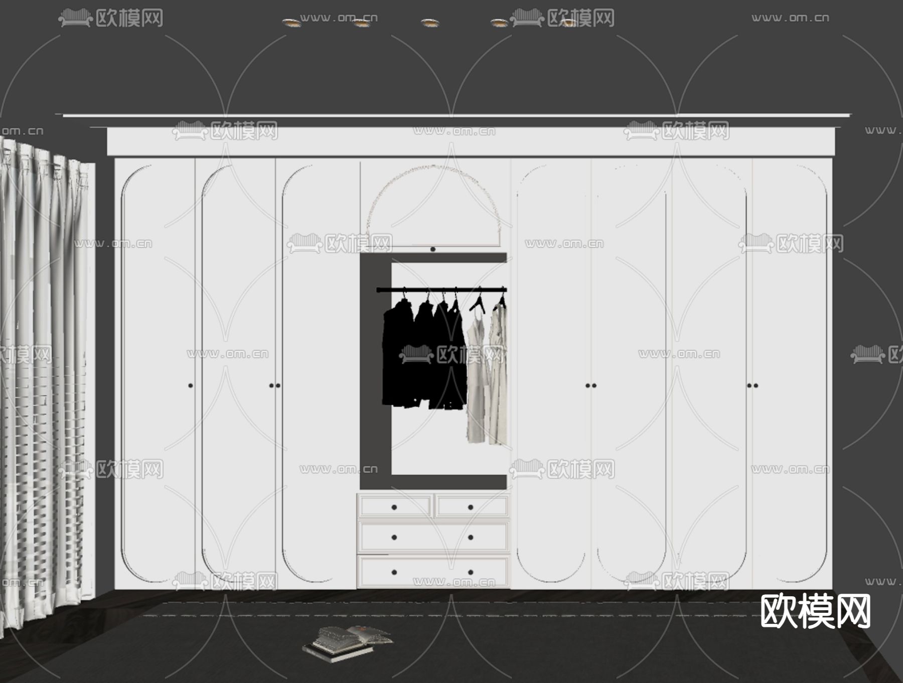 法式衣柜su模型下载（渲染图2）