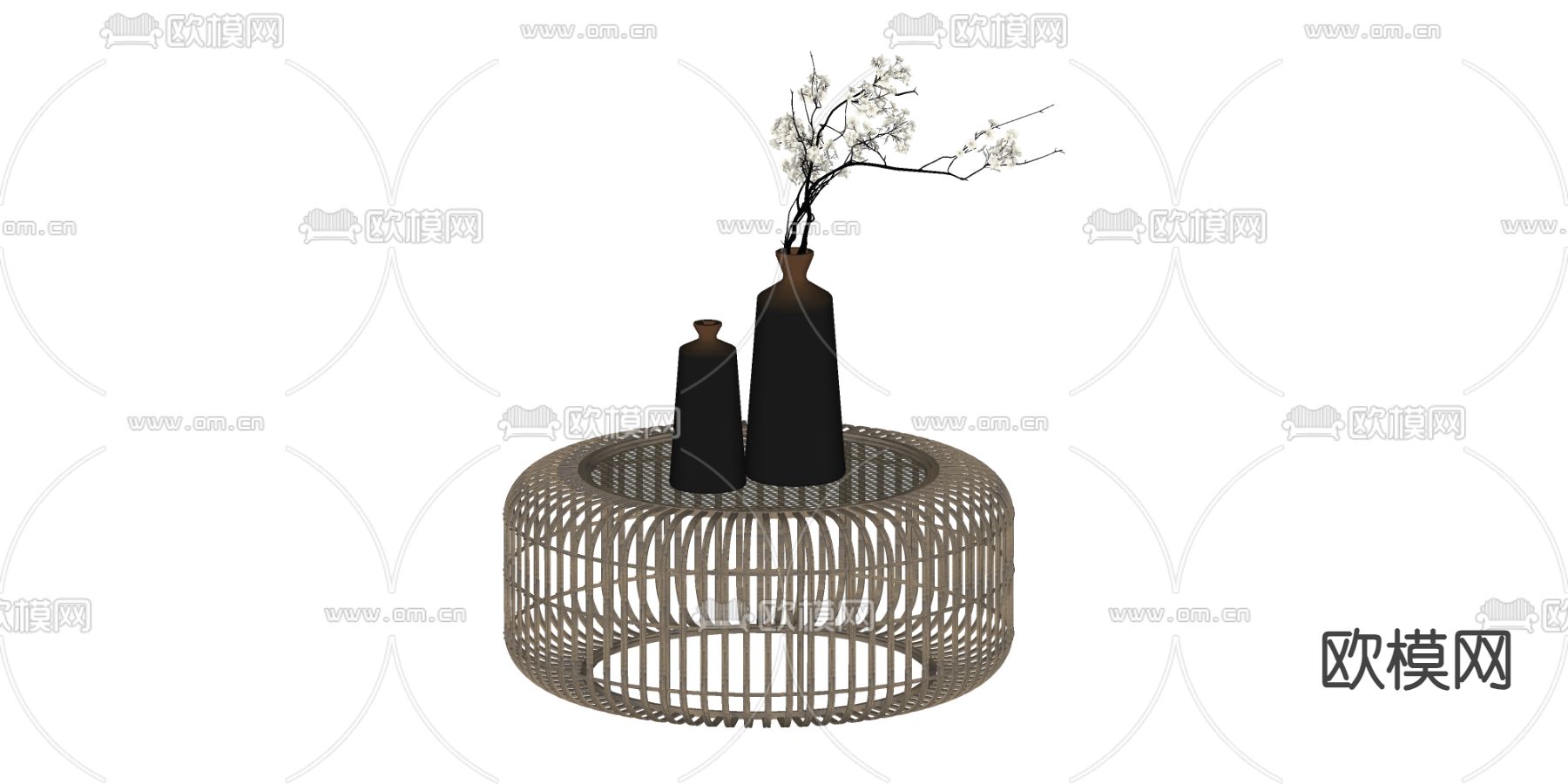 新中式茶几su模型下载（渲染图2）