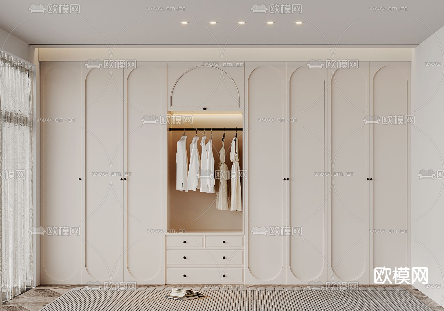 法式衣柜su模型下载（渲染图1）